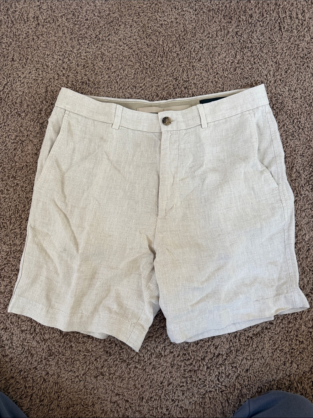 Banana Republic Light Beige Flat Front Linen-Blend Shorts